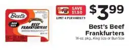 ShopRite Best's Beef Frankfurters offer