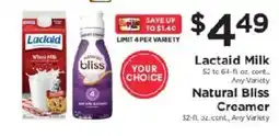 ShopRite Lactaid Milk Natural Bliss Creamer offer