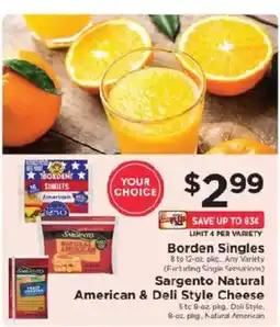 ShopRite Your choice borden singles american & deli style cheese offer