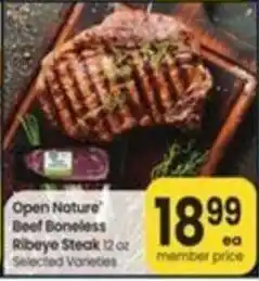Open Nature Beef Boneless Ribeye Steak