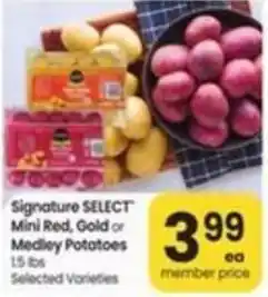 Safeway Signature SELECT Mini Red, Gold or Medley Potatoes offer