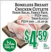 Trade Fair Supermarket Boneless Breast Chicken Cutlets offer
