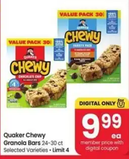 Safeway Quaker Chewy Granola Bars offer