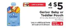 ShopRite Gerber Baby or Toddler Pouch offer