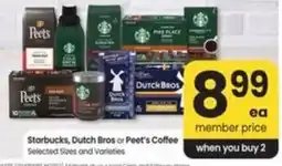 Safeway Starbucks, Dutch Bros or Peet's Coffee offer