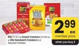 Safeway Ritz Snack Crackers or Ritz Sandwich Crackers offer