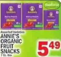 C Town Annie's organic fruit snacks offer
