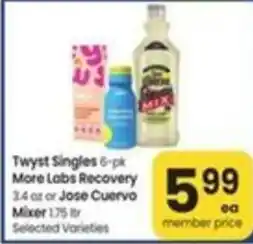 Twyst Singles 6-pk More Labs Recovery or Jose Cuervo Mixer