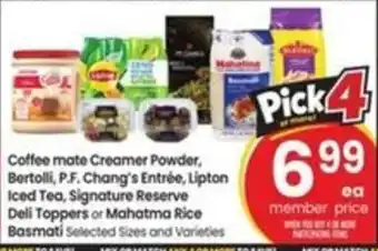 Coffee mate Creamer Powder, Bertolli, P.F. Chang's Entrée