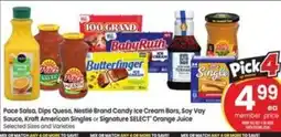 Safeway Pace Salsa, Dips Queso, Nestle Brand Candy Ice Cream Bars offer