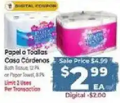 Cardenas Bath Tissue or Paper Towel offer