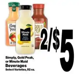 Super Saver Simply, Gold Peak, or Minute Maid Beverages offer
