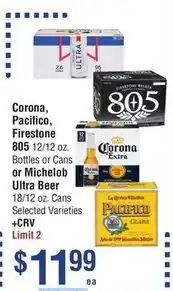 Smart & Final Corona, Pacifico, Firestone 805 or Michelob ultra beer offer