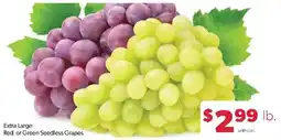 Family Fare Extra Large Red or Green Seedless Grapes offer