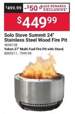 Ace Hardware Solo Stove Summit 24" Stainless Steel Wood Fire Pit offer