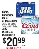 Smart & Final Coors, Budweiser, Miller or Tecate Beer offer