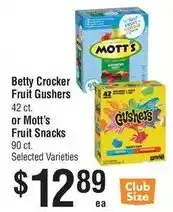 Smart & Final Betty Crocker Fruit Gushers or Mott's Fruit Snacks offer
