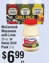Smart & Final McCormick Mayonesa with Lime or Heinz Grill Pack offer