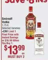 Smart & Final Smirnoff Vodka offer