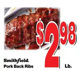 Super Saver Smithfield pork back ribs offer