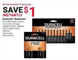 Ace Hardware Duracell Batteries offer