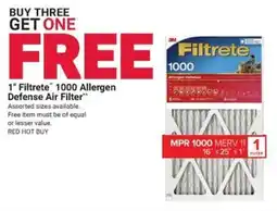 Ace Hardware 1" Filtrete 1000 allergen defense air filter offer