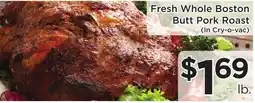 Green Hills Grocery Fresh Whole Boston Butt Pork Roast offer