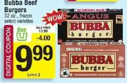 Shaw's Bubba Beef Burgers offer