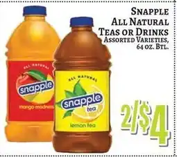 Trade Fair Supermarket Snapple all natural teas or drinks offer