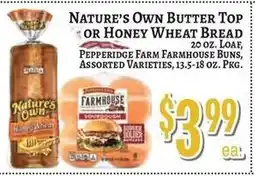 Trade Fair Supermarket Nature's Own Butter Top or Honey Wheat Bread offer