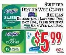 Trade Fair Supermarket Swiffer dry or wet cloth refills offer