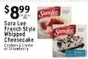 Met Foodmarkets Sara Lee French Style Whipped Cheesecake Cookies & Crème or Strawberry offer