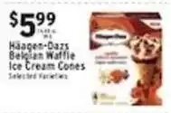 Met Foodmarkets Haagen-Dazs Belgian Waffle Ice Cream Cones offer