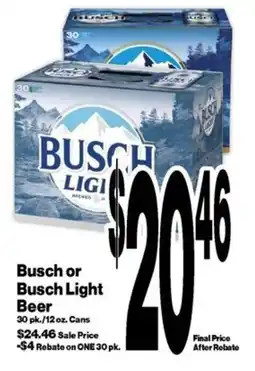 Super Saver Busch or Busch Light Beer offer