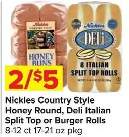 Shop 'n Save Nickles Country Style Honey Round, Deli Italian Split Top or Burger Rolls offer