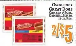 Trade Fair Supermarket Gwaltney great dogs chicken & pork, original, jumbo offer