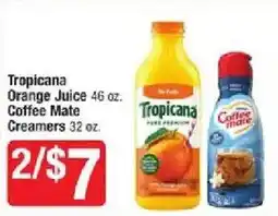 Star Market Tropicana orange juice coffee mate creamers offer