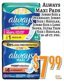 Trade Fair Supermarket Always Maxi Pads offer