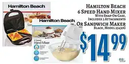 Trade Fair Supermarket Hamilton Beach 6 Speed Hand Mixer or Sandwich Maker offer