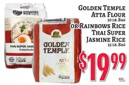 Trade Fair Supermarket Golden Temple Atta Flour or Rainbows Rice Thai Super Jasmine Rice offer