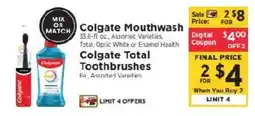 ShopRite Colgate mouthwash and colgate total toothbrushes offer