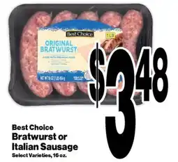 Super Saver Best Choice Bratwurst or Italian Sausage offer