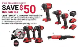 Ace Hardware Craftsman V20 Power Tools and Kits offer