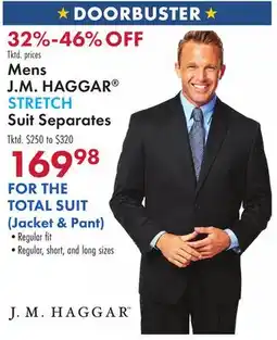 Boscov's Mens J.M. HAGGAR STRETCH Suit Separates offer