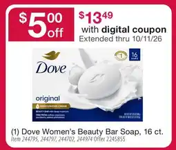 BJ’s (1) Dove Women's Beauty Bar Soap, 16 ct offer