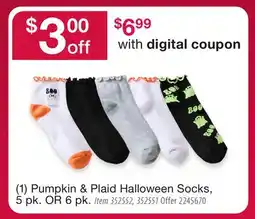 BJ’s (1) Pumpkin & Plaid Halloween Socks offer