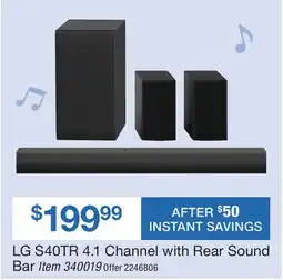 BJ’s LG S40TR 4.1 Channel with Rear Sound Bar offer