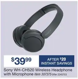 BJ’s Sony WH-CH520 Wireless Headphone with Microphone offer