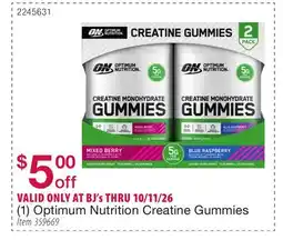 BJ’s (1) Optimum Nutrition Creatine Gummies offer