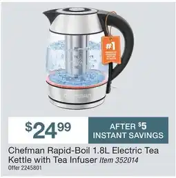 BJ’s Chefman Rapid-Boil 1.8L Electric Tea Kettle with Tea Infuser offer